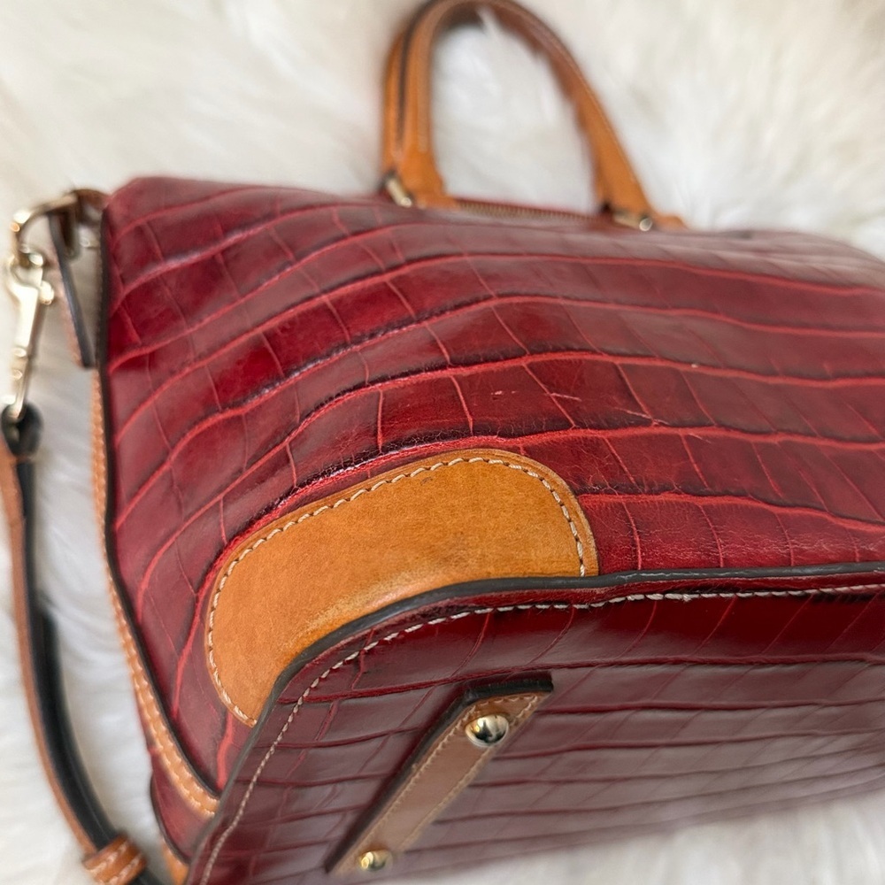 Dooney & Bourke Red Crocodile-Embossed Satchel - Picture 7 of 12
